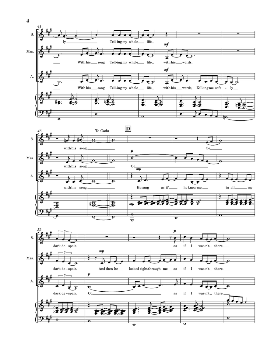 Killing Me Softly With His Song SSA scores gallery preview page 4