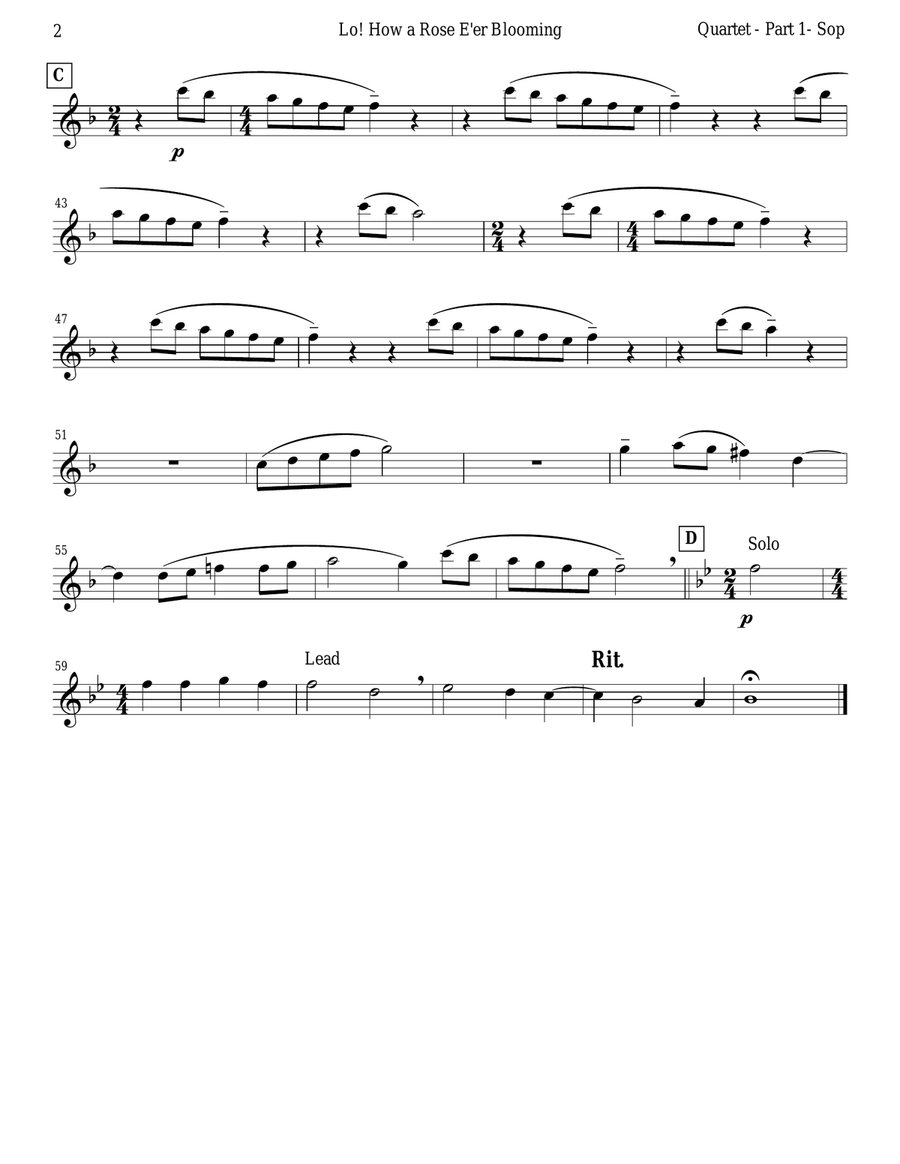 Lo! How a Rose E'er Blooming (Recorder Quartet) Soprano Recorder scores gallery preview page 5