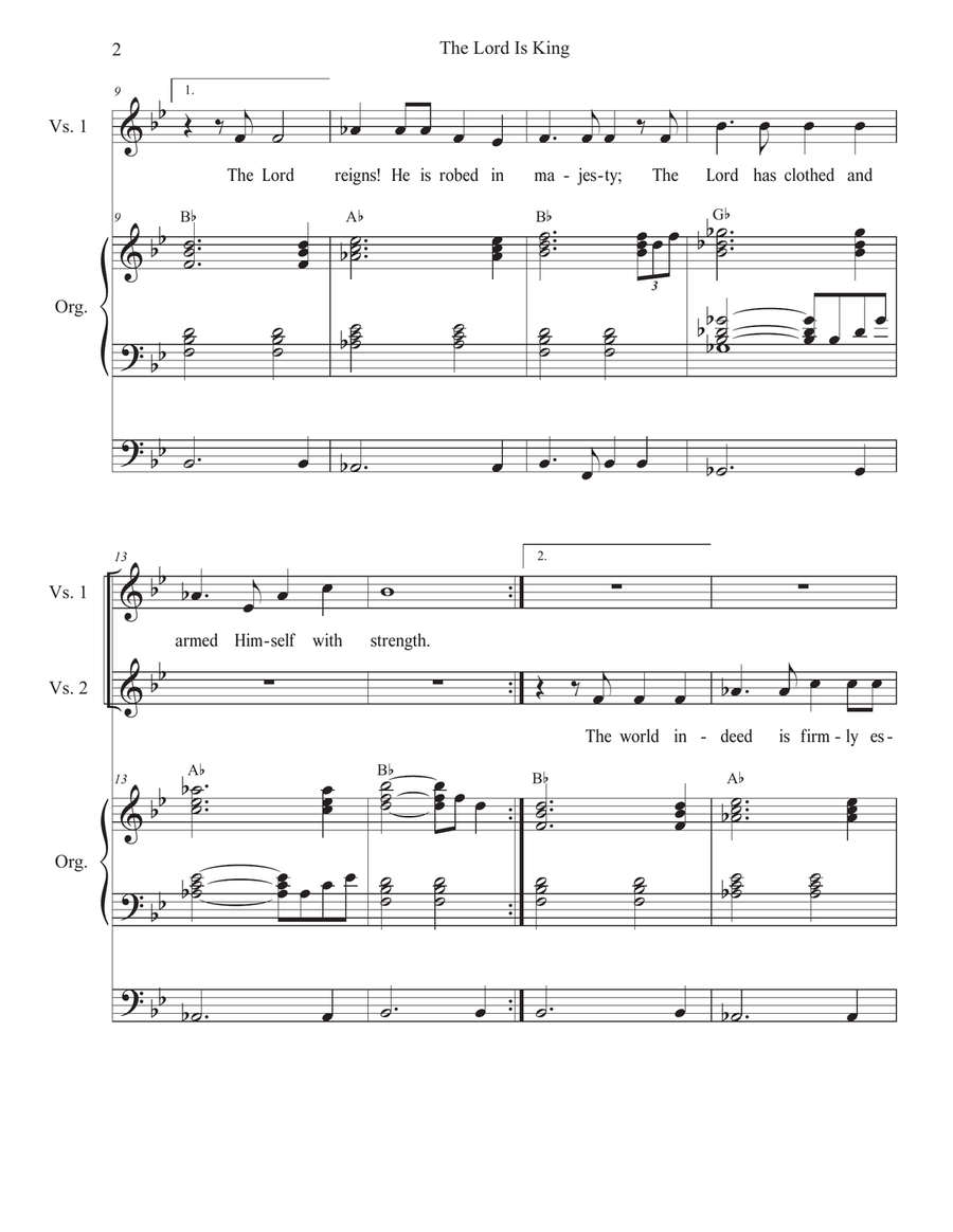 The Lord Is King (Psalm 93) (2-part choir - (TB) TB scores gallery preview page 2