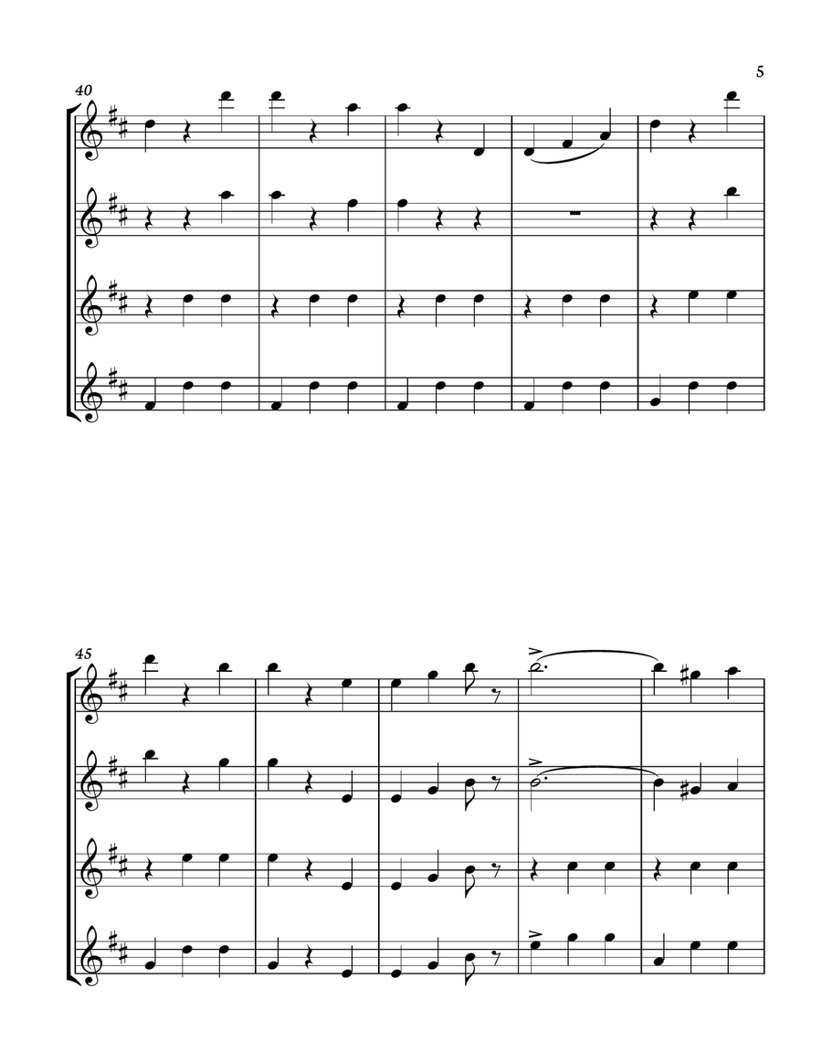 The Blue Danube - J. Strauss for Violin quartet. Score and parts included. Small Ensemble scores gallery preview page 5