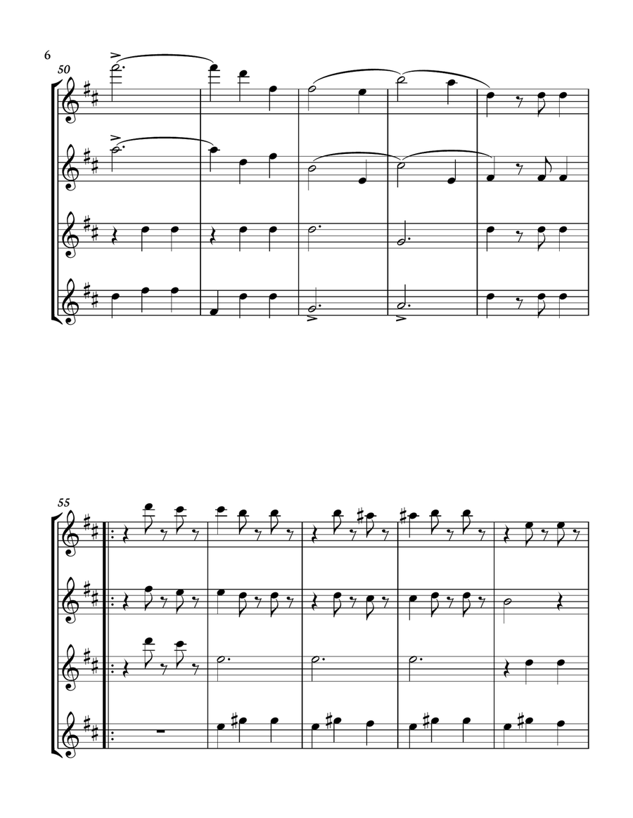 The Blue Danube - J. Strauss for Violin quartet. Score and parts included. Small Ensemble scores gallery preview page 6