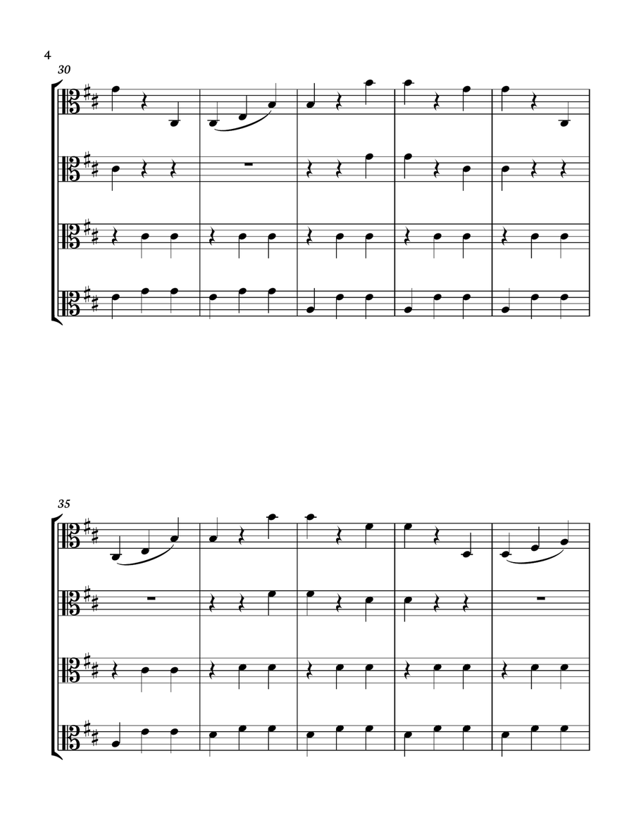 The Blue Danube - J. Strauss for Viola quartet. Score and parts included. String Orchestra scores gallery preview page 4