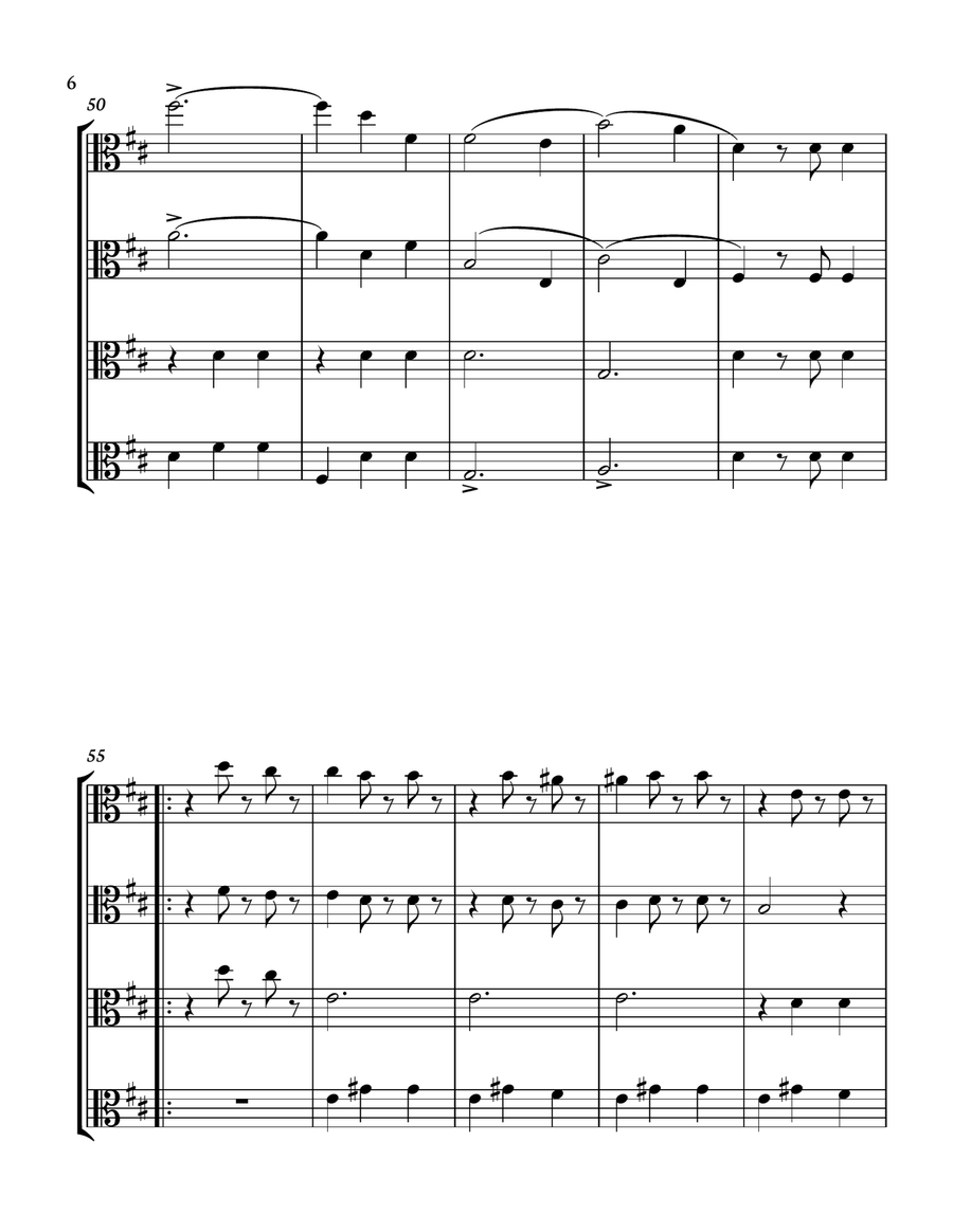 The Blue Danube - J. Strauss for Viola quartet. Score and parts included. String Orchestra scores gallery preview page 6
