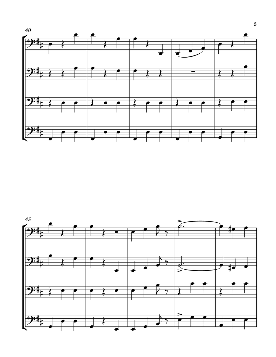 The Blue Danube - J. Strauss for Cello quartet. Score and parts included. String Orchestra scores gallery preview page 5