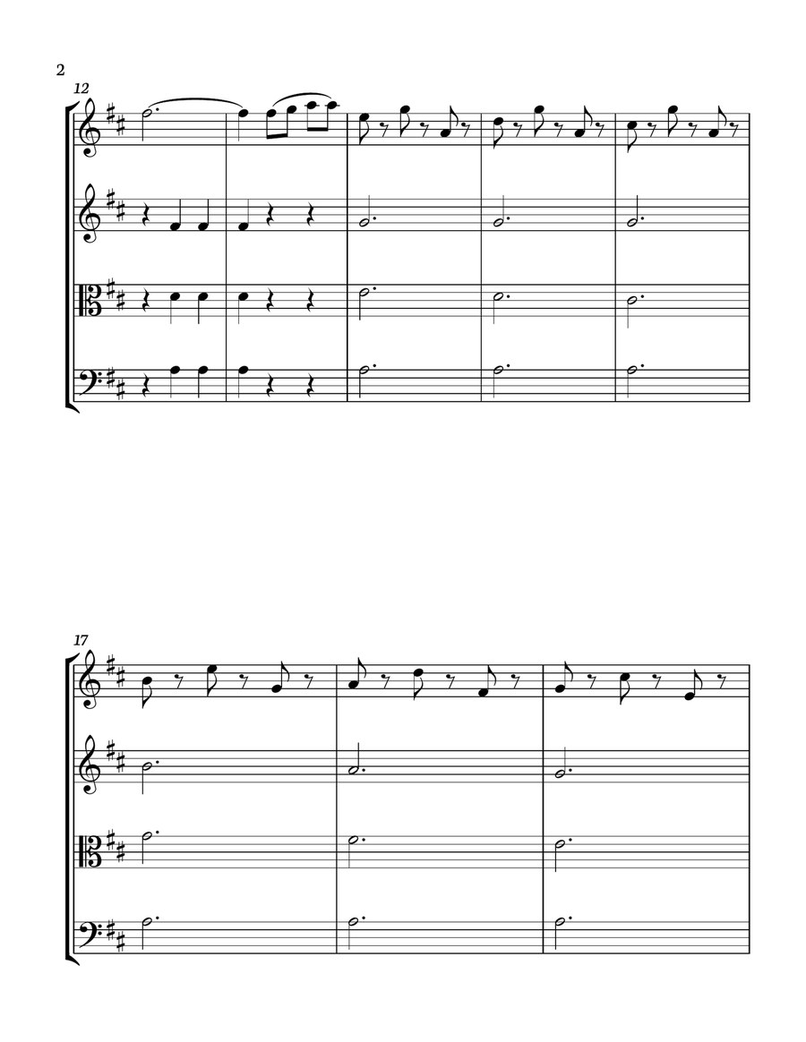 The Blue Danube - J. Strauss for string quartet. Score and parts included. String Quartet scores gallery preview page 2