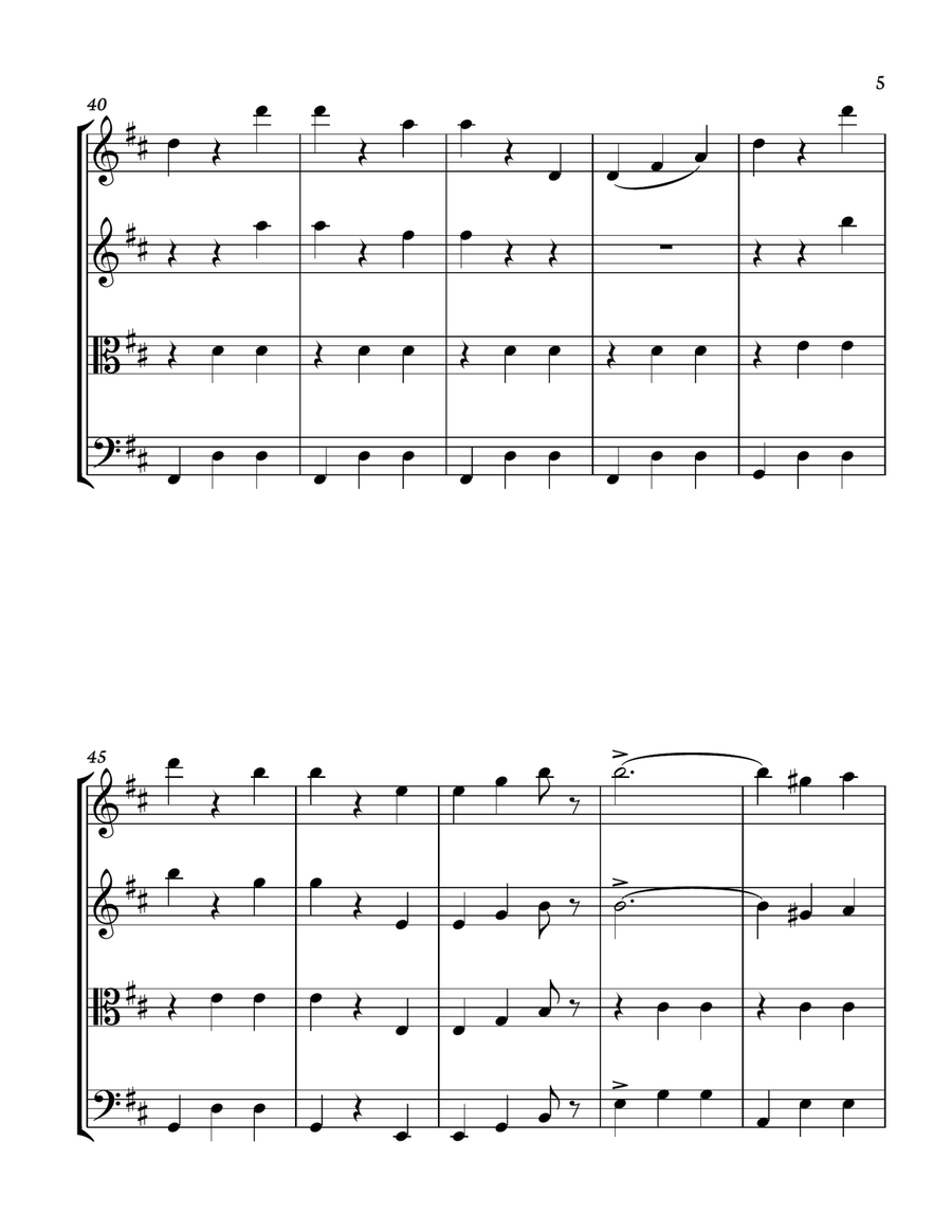 The Blue Danube - J. Strauss for string quartet. Score and parts included. String Quartet scores gallery preview page 5