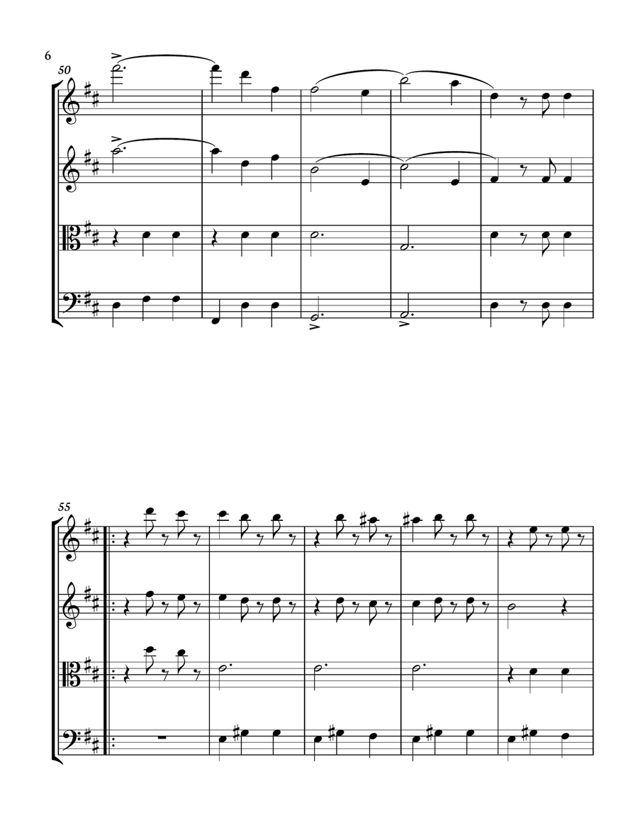 The Blue Danube - J. Strauss for string quartet. Score and parts included. String Quartet scores gallery preview page 6