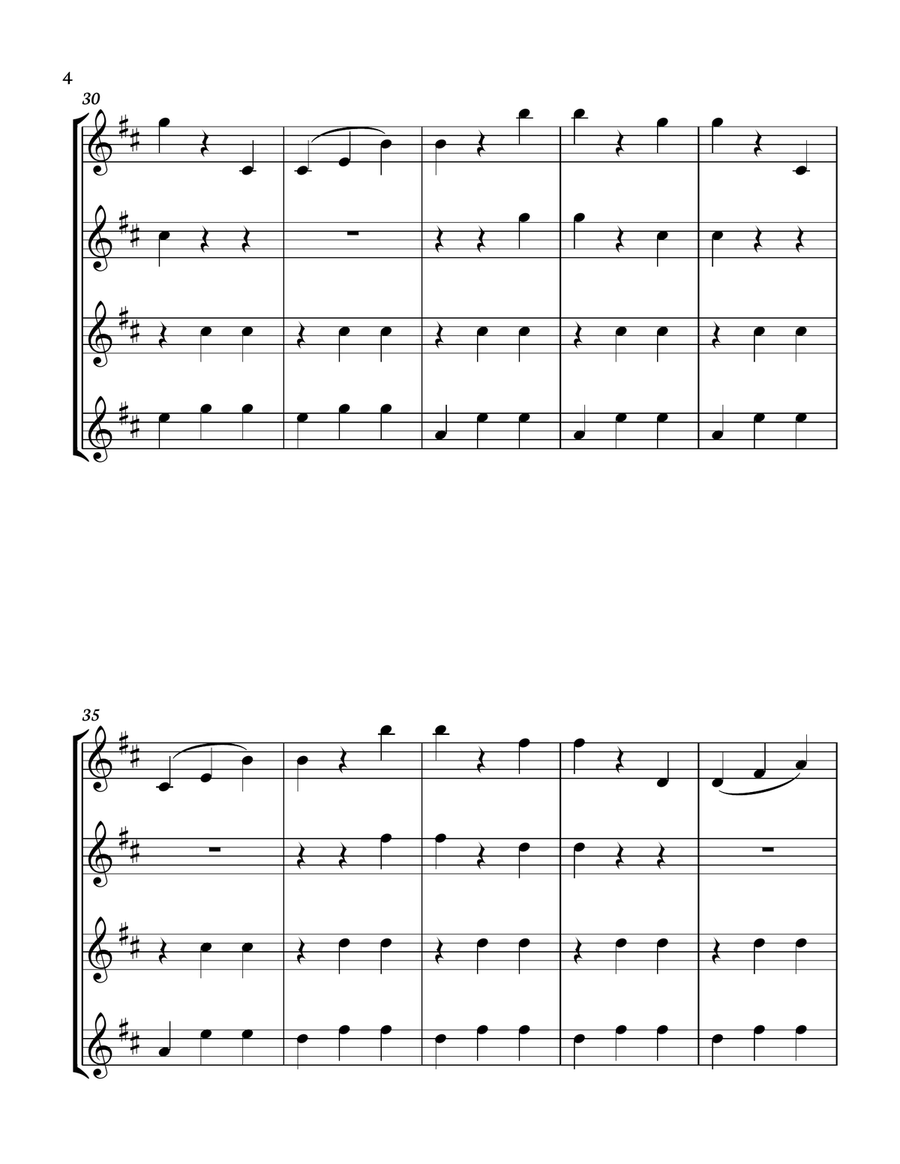 The Blue Danube - J. Strauss for Clarinet quartet. Score and parts included. Clarinet Quartet scores gallery preview page 4