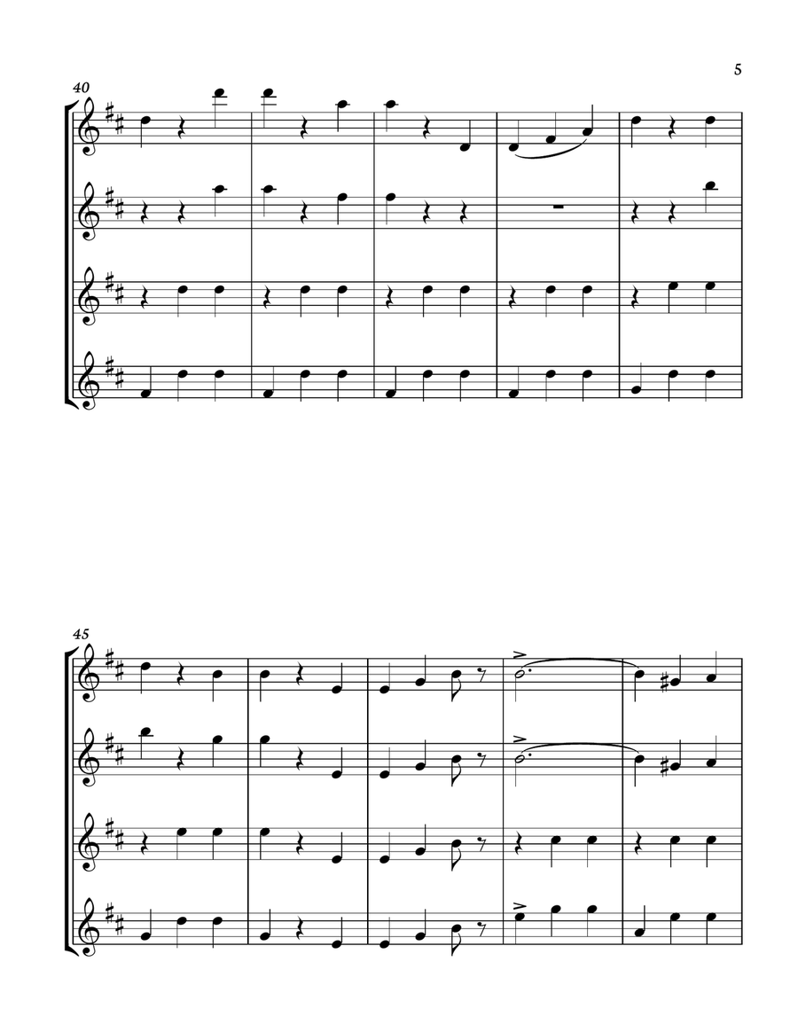 The Blue Danube - J. Strauss for Clarinet quartet. Score and parts included. Clarinet Quartet scores gallery preview page 5
