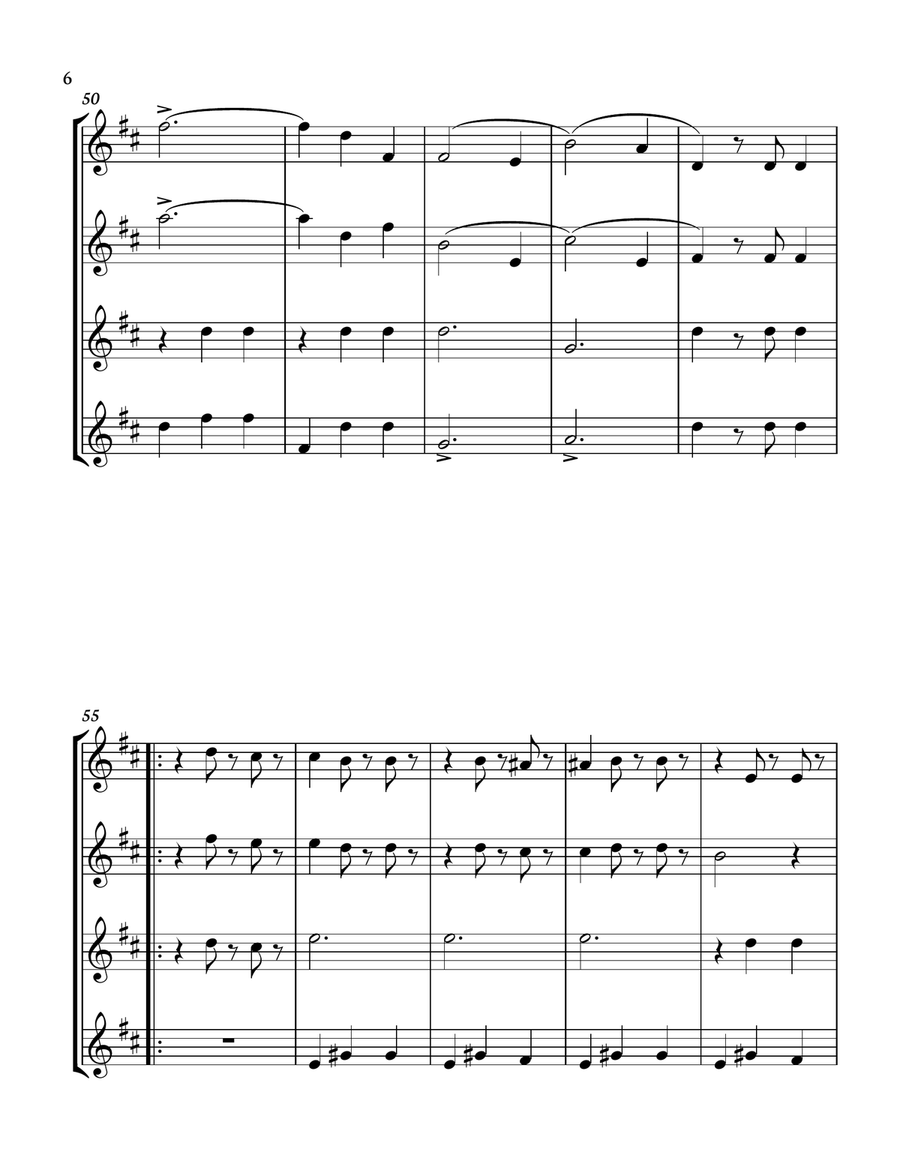 The Blue Danube - J. Strauss for Clarinet quartet. Score and parts included. Clarinet Quartet scores gallery preview page 6
