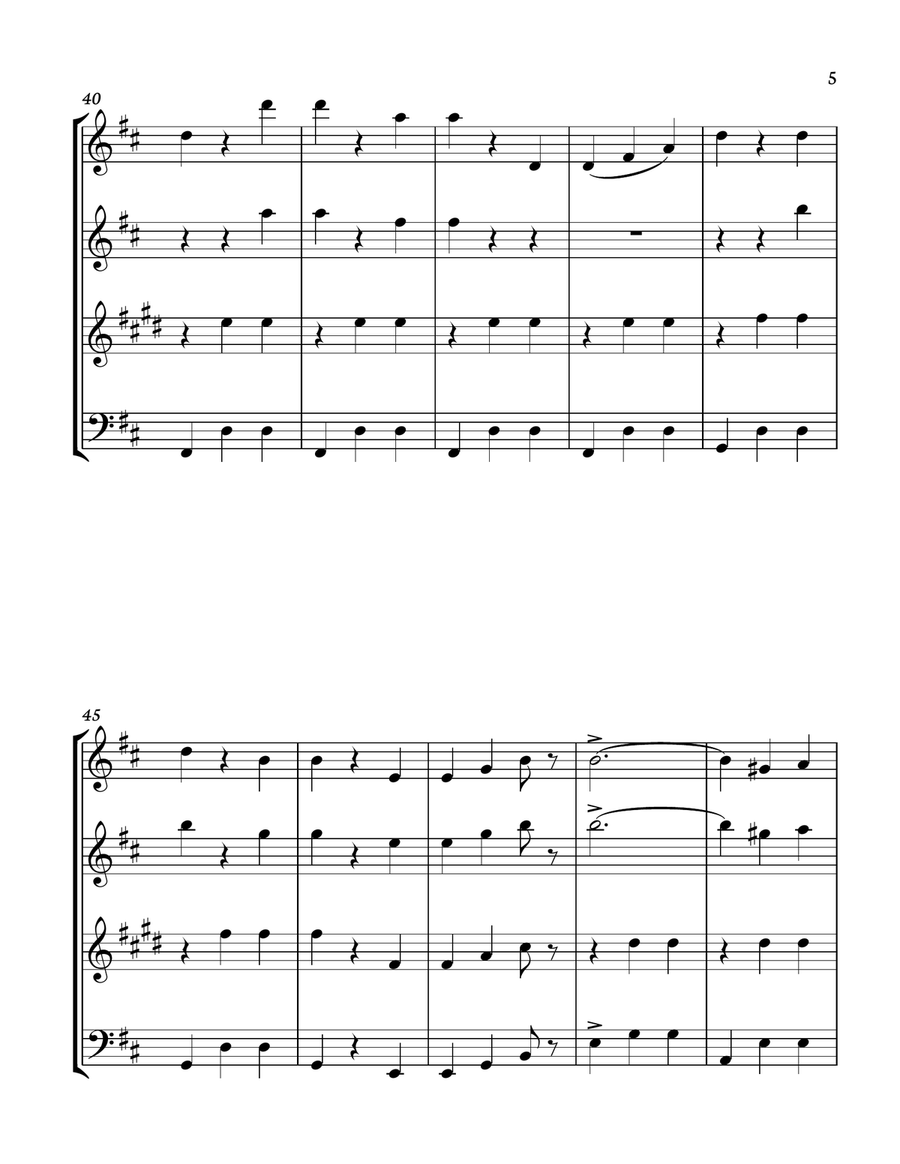 The Blue Danube - J. Strauss for Woodwind quartet (Flute oboe clarinet Bassoon) Score and parts incl Woodwind Quartet scores gallery preview page 5