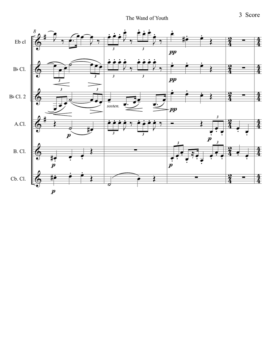 Elgar march from Wand of Youth set for clarinet choir Clarinet Choir scores gallery preview page 3