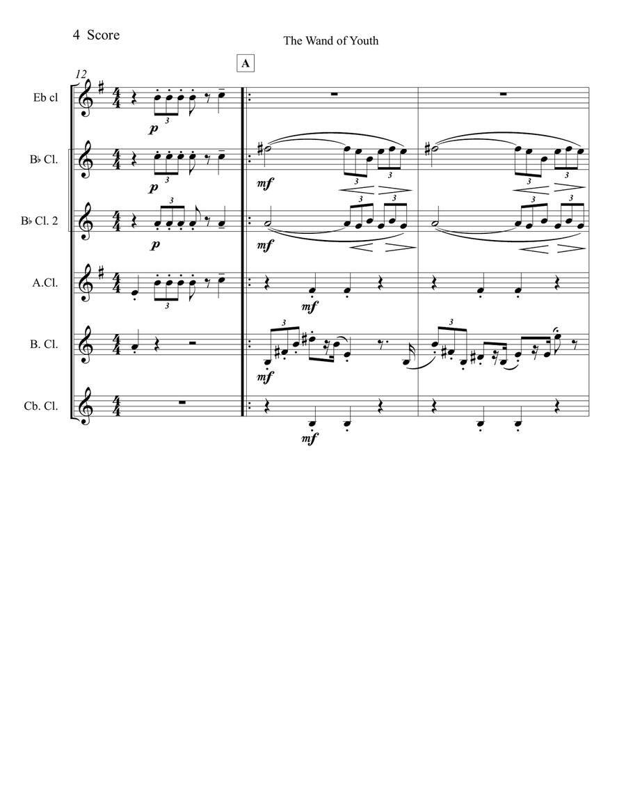 Elgar march from Wand of Youth set for clarinet choir Clarinet Choir scores gallery preview page 4