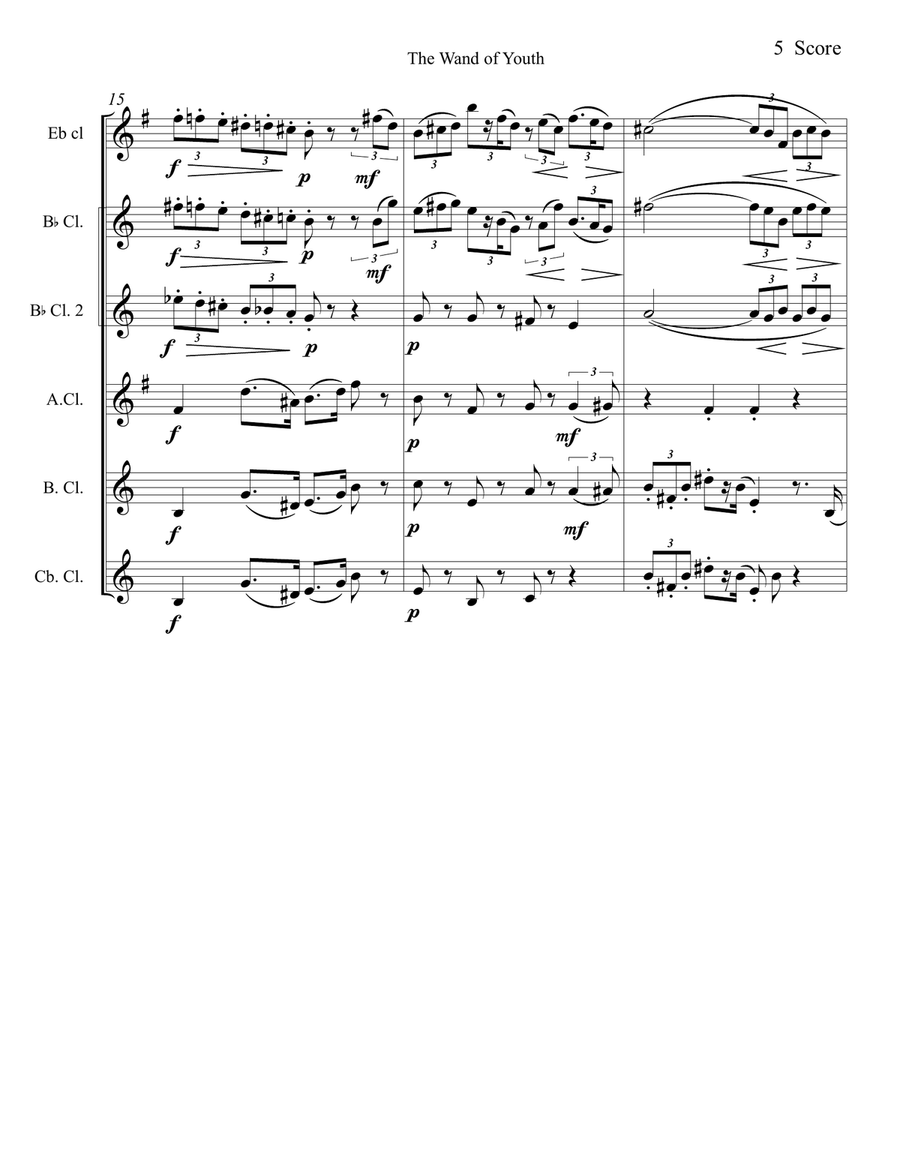 Elgar march from Wand of Youth set for clarinet choir Clarinet Choir scores gallery preview page 5