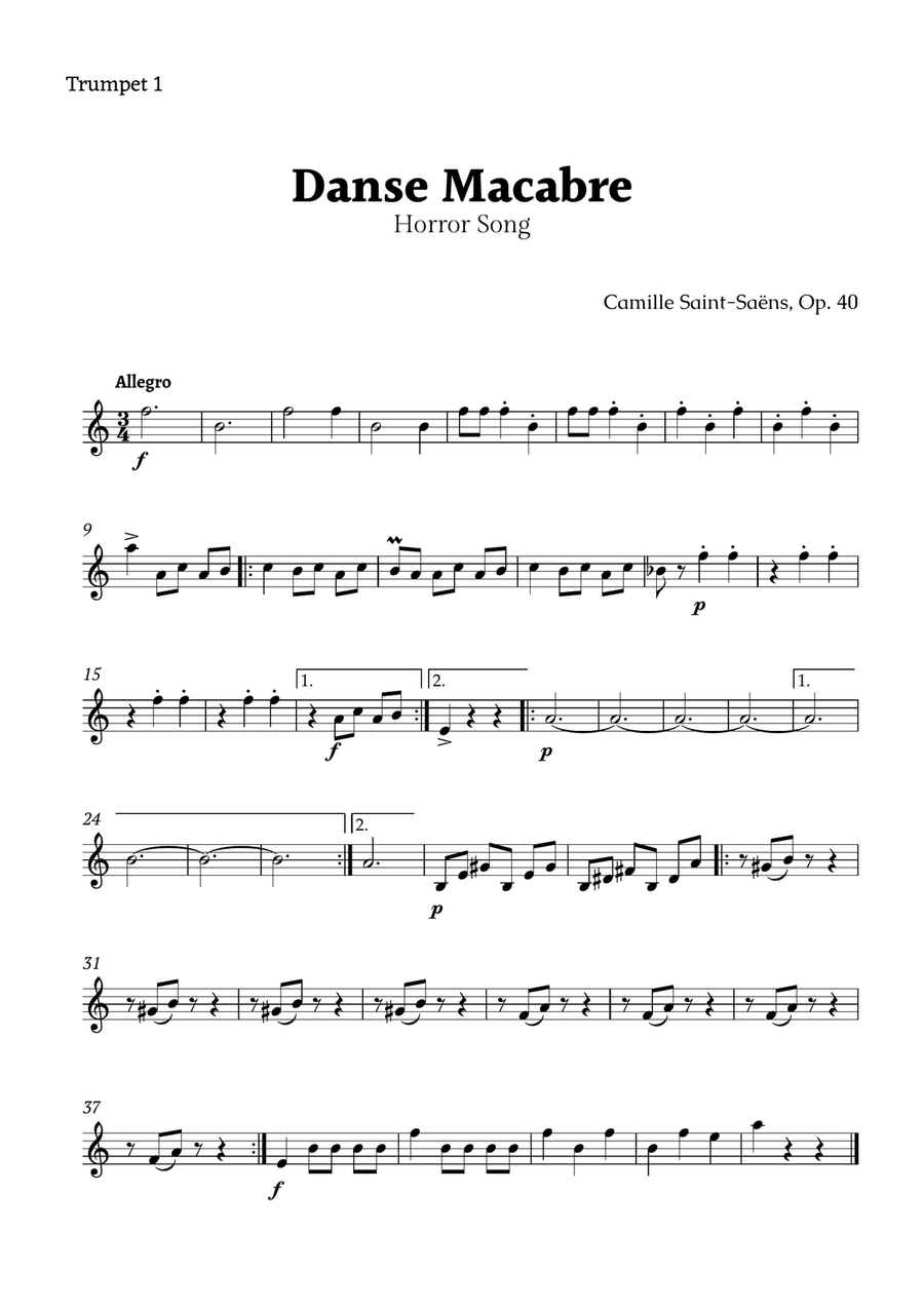 Danse Macabre by Saint-Saëns Brass Quartet scores gallery preview page 4