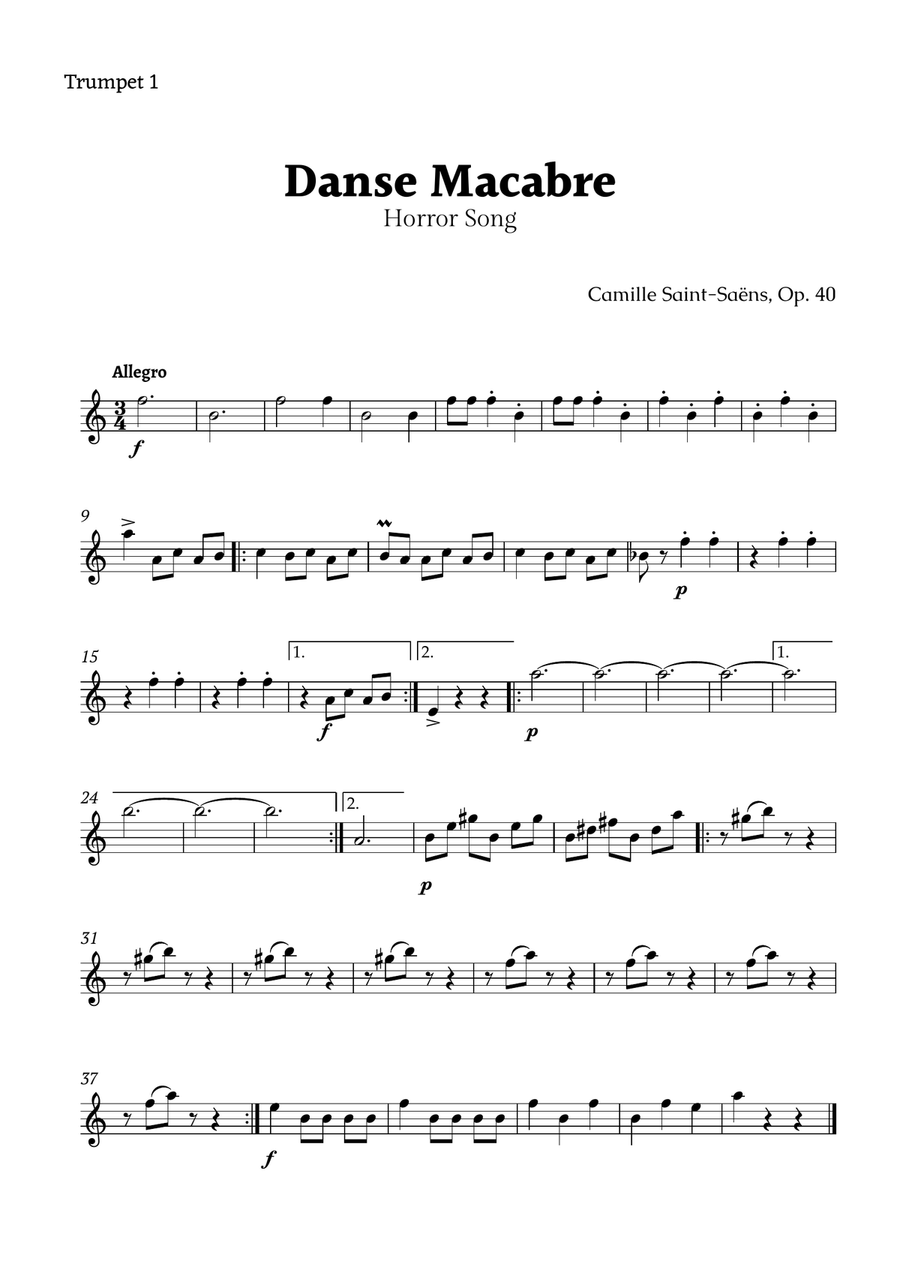 Danse Macabre by Saint-Saëns Brass Quartet scores gallery preview page 4