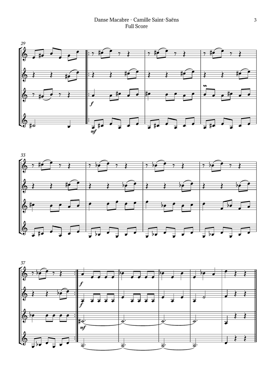 Danse Macabre by Saint-Saëns Brass Quartet scores gallery preview page 3