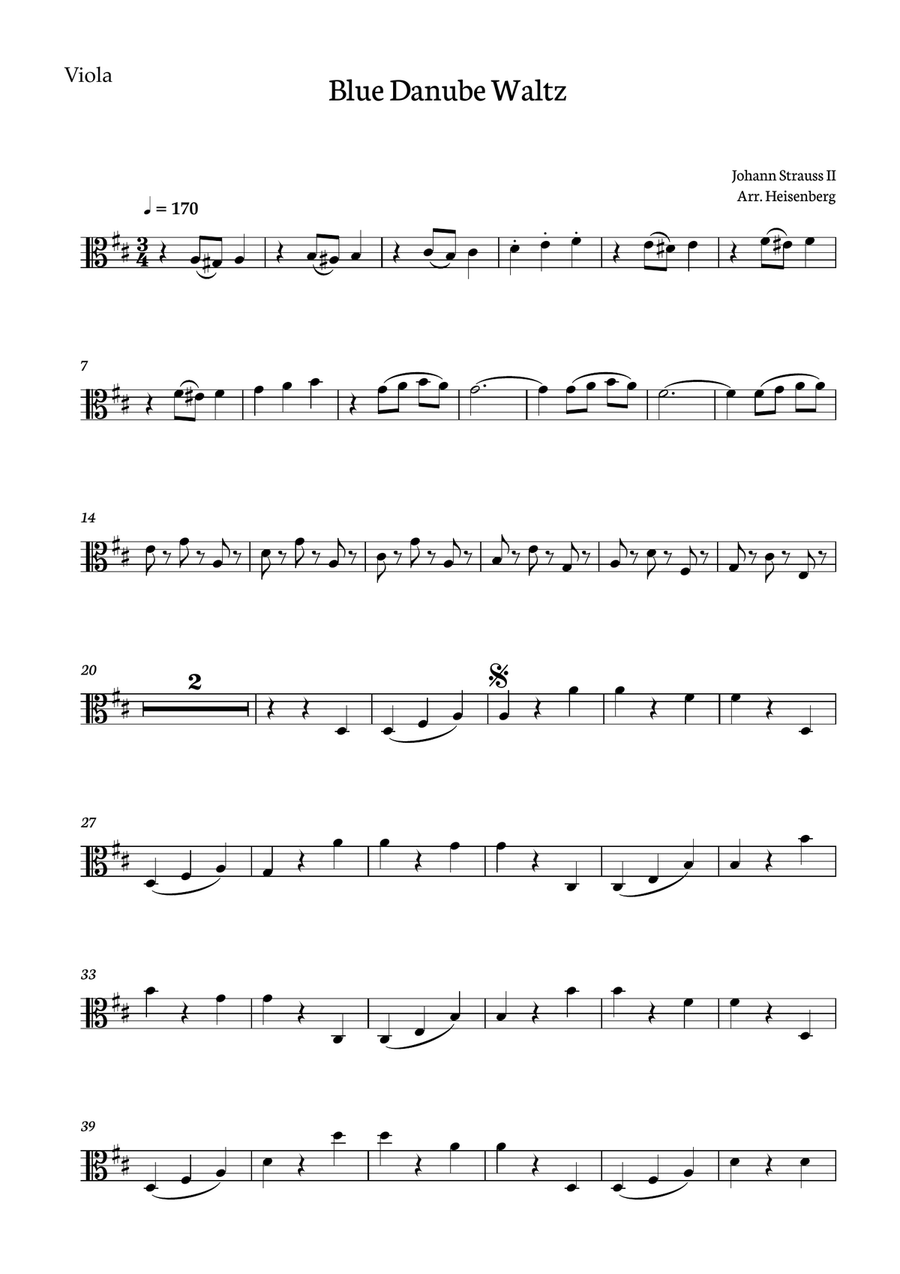 The Blue Danube - Strauss for Viola duo. Score and parts included. String Duet scores gallery preview page 5