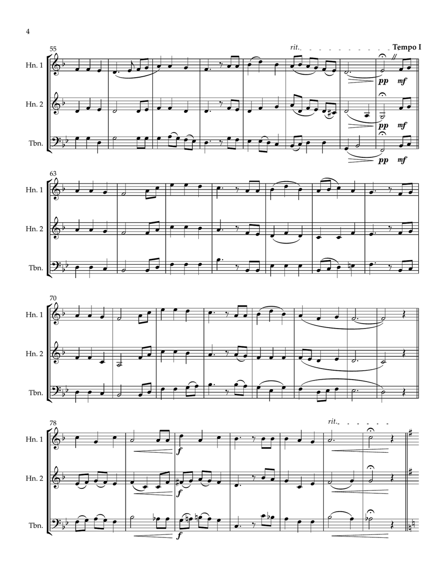 TRUST AND OBEY - 2 Horns and trombone Brass Ensemble scores gallery preview page 4
