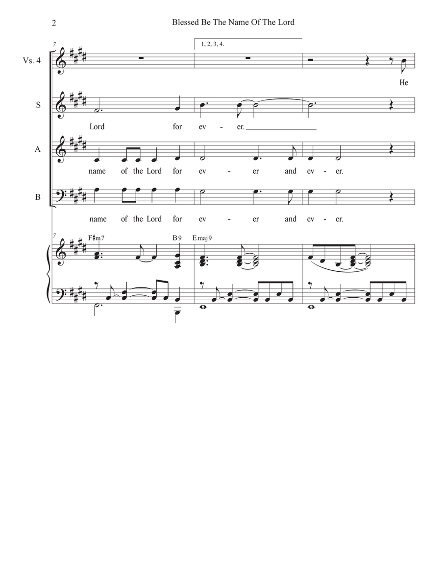 Blessed Be The Name Of The Lord (Vocal Trio - (SAB) 3-Part scores gallery preview page 2