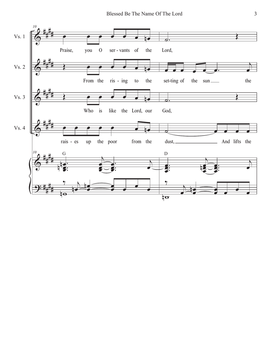 Blessed Be The Name Of The Lord (Vocal Trio - (SAB) 3-Part scores gallery preview page 3