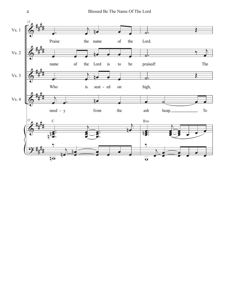 Blessed Be The Name Of The Lord (Vocal Trio - (SAB) 3-Part scores gallery preview page 4