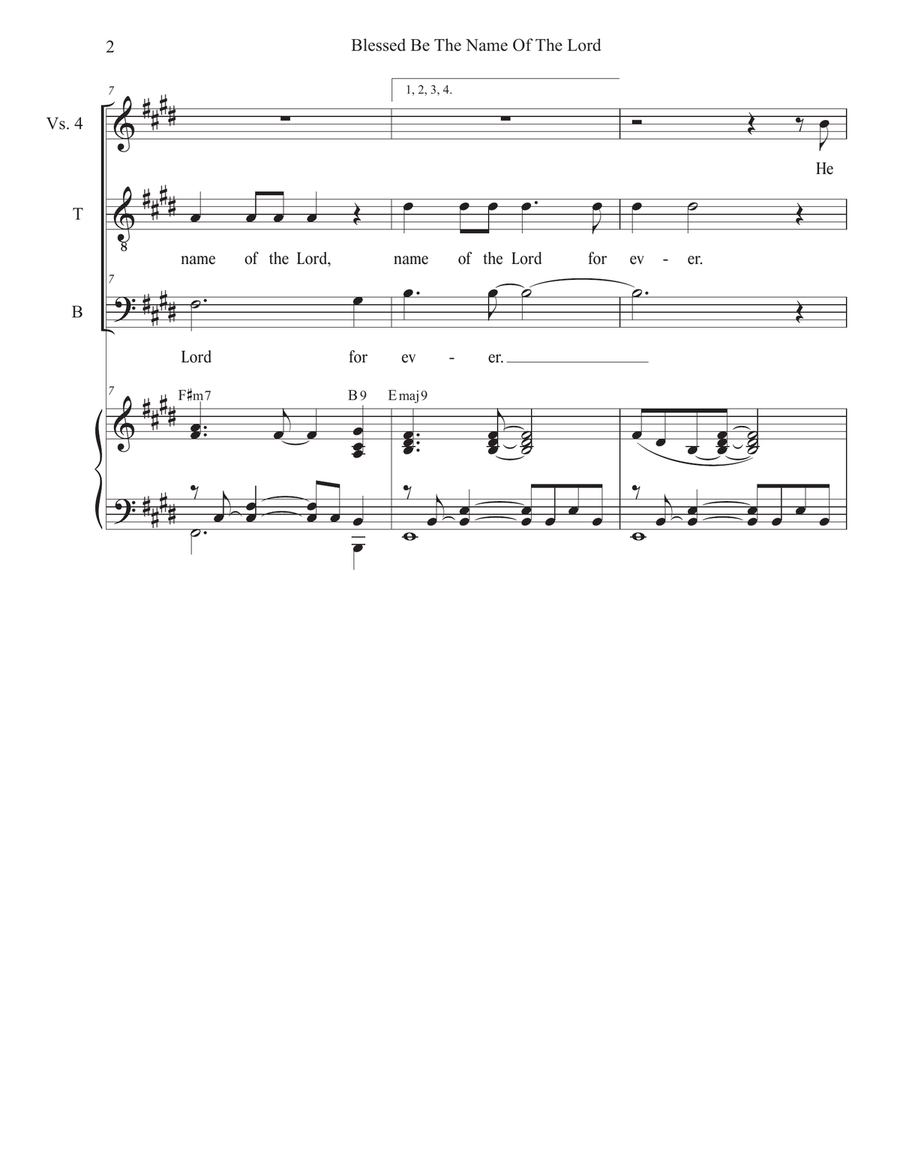 Blessed Be The Name Of The Lord (Duet for Tenor and Bass solo) Tenor Voice scores gallery preview page 2