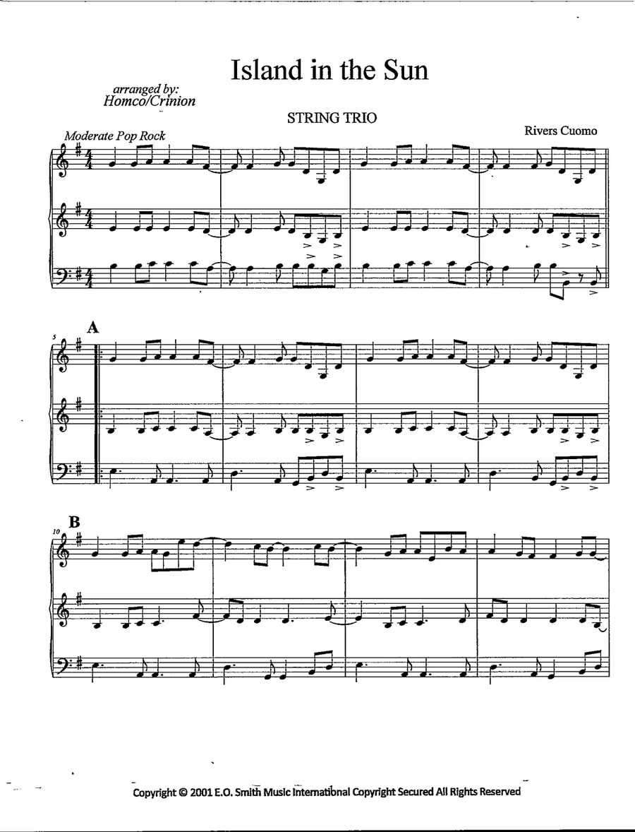 Island In The Sun Island In The Sun String Trio scores gallery preview page 2