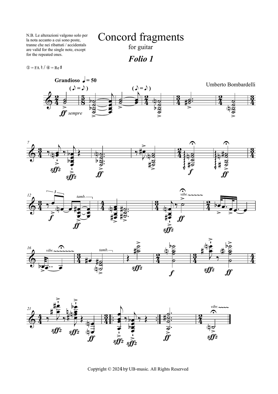 CONCORD FRAGMENTS for guitar Chamber Music scores gallery preview page 2