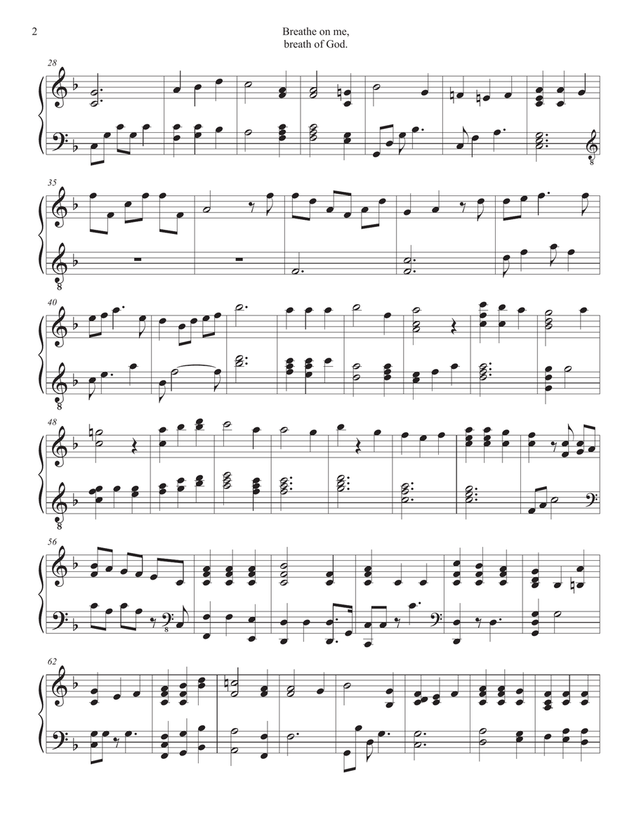 PIANO - Breathe on Me, Breath of God (Piano Hymns Sheet Music PDF) Piano Solo scores gallery preview page 2