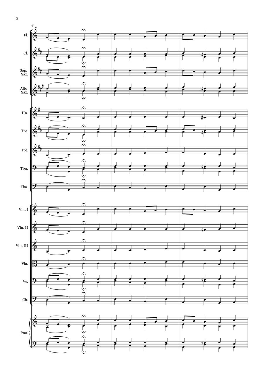 Collection of Traditional Hymns - for Beginner Orchestra Large Ensemble scores gallery preview page 2