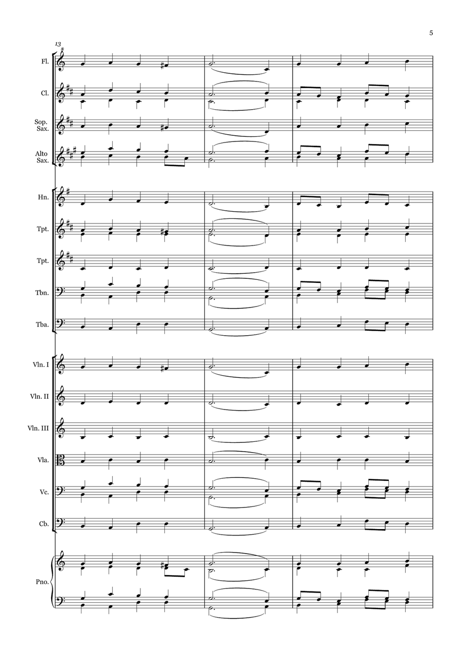 Collection of Traditional Hymns - for Beginner Orchestra Large Ensemble scores gallery preview page 5