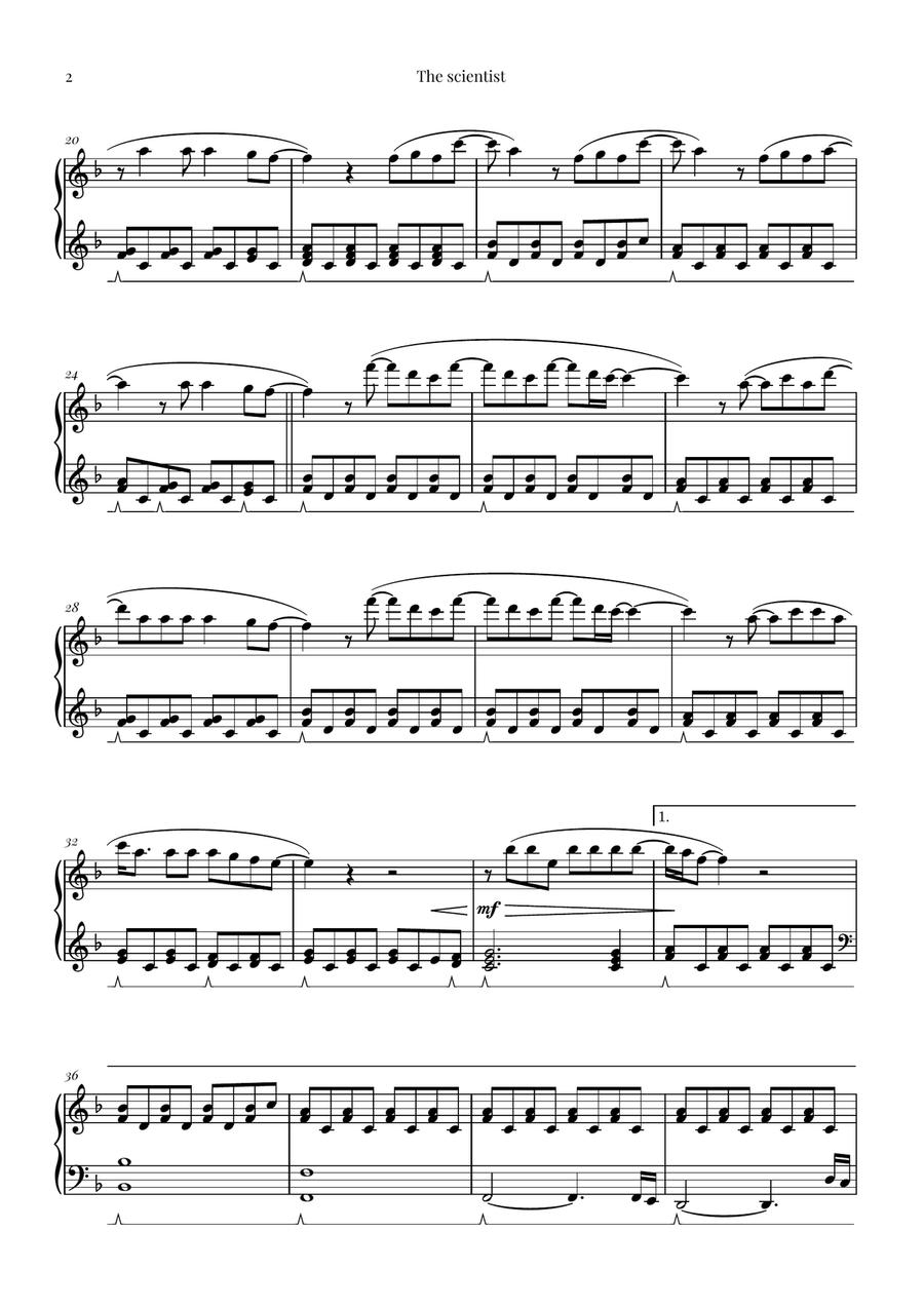 The Scientist Piano Solo scores gallery preview page 2