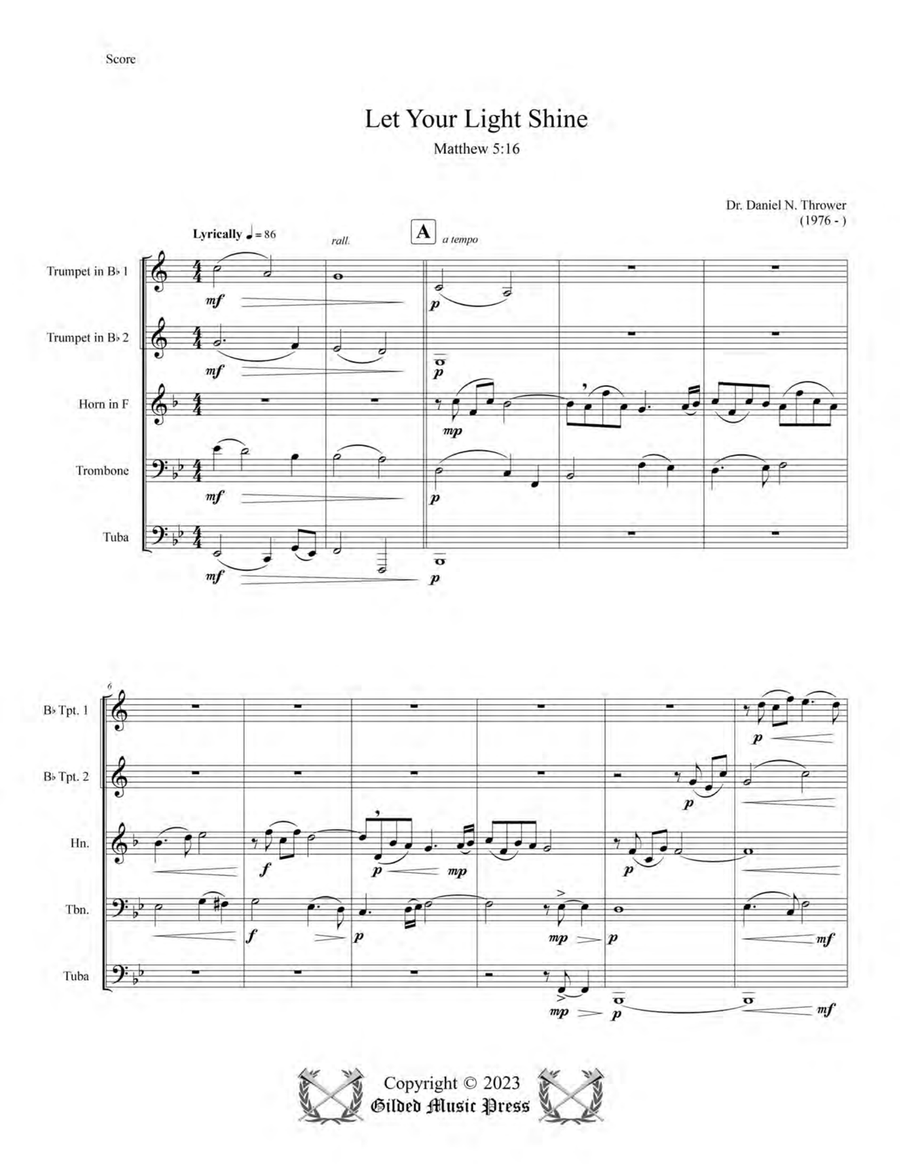Let Your Light Shine, Op. 128 Brass Quintet scores gallery preview page 5