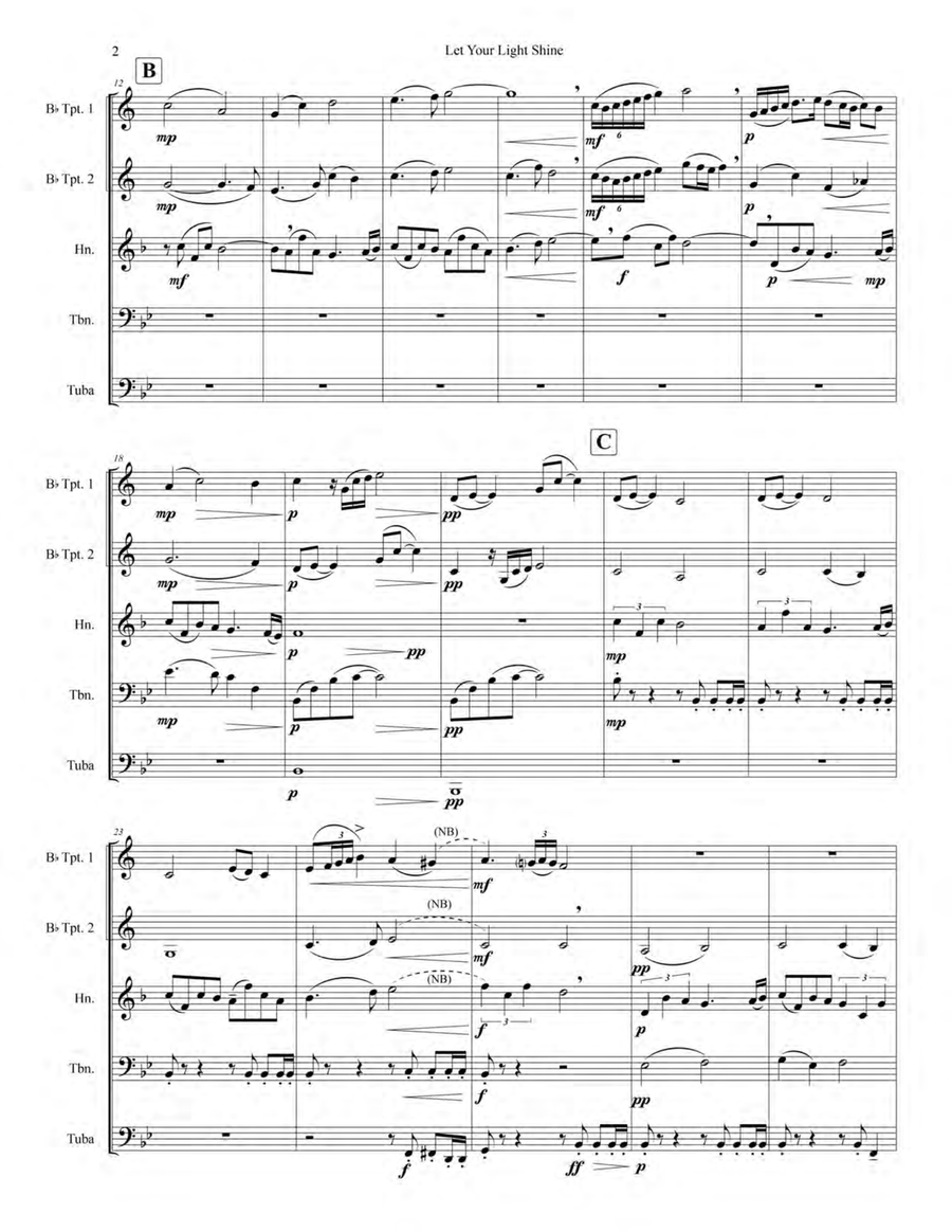 Let Your Light Shine, Op. 128 Brass Quintet scores gallery preview page 6