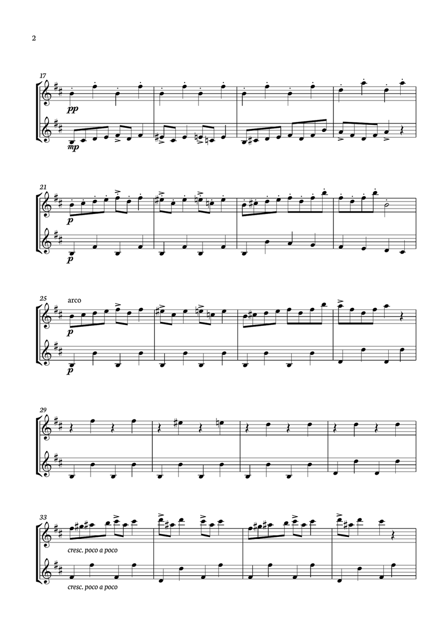 Edvard Grieg - In The Hall of The Mountain King for violin Duo. Score and parts inc. String Duet scores gallery preview page 2