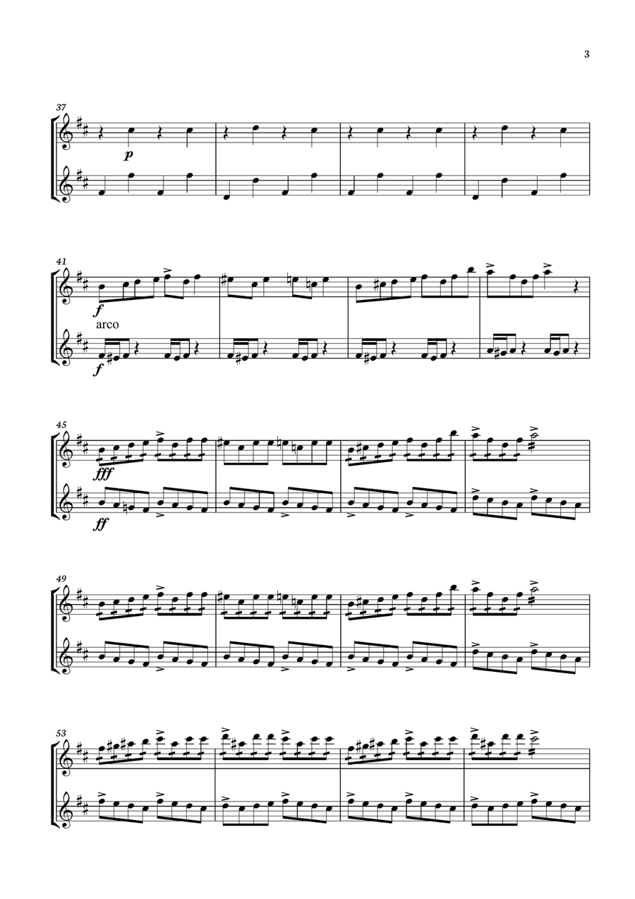 Edvard Grieg - In The Hall of The Mountain King for violin Duo. Score and parts inc. String Duet scores gallery preview page 3