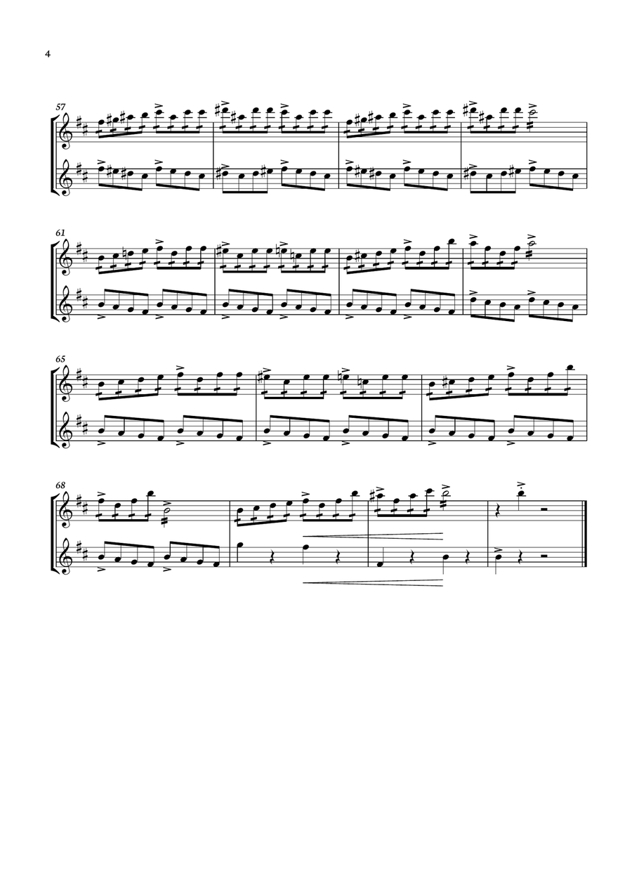Edvard Grieg - In The Hall of The Mountain King for violin Duo. Score and parts inc. String Duet scores gallery preview page 4