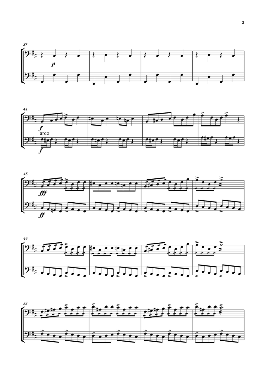 Edvard Grieg - In The Hall of The Mountain King for cello Duo. Score and parts inc. String Duet scores gallery preview page 3