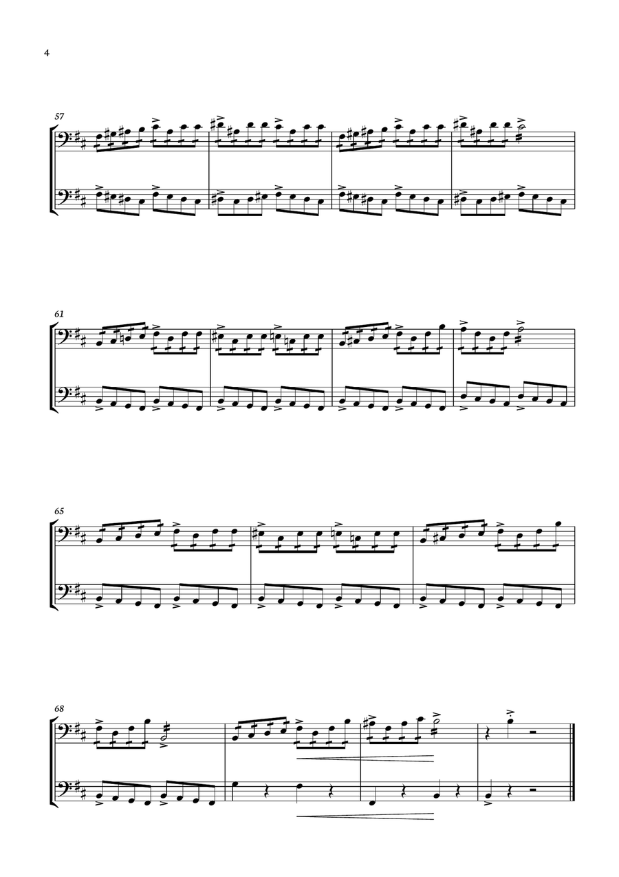 Edvard Grieg - In The Hall of The Mountain King for cello Duo. Score and parts inc. String Duet scores gallery preview page 4