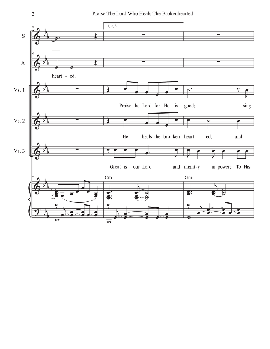 Praise The Lord Who Heals The Brokenhearted (2-part choir - (SA) SA scores gallery preview page 2