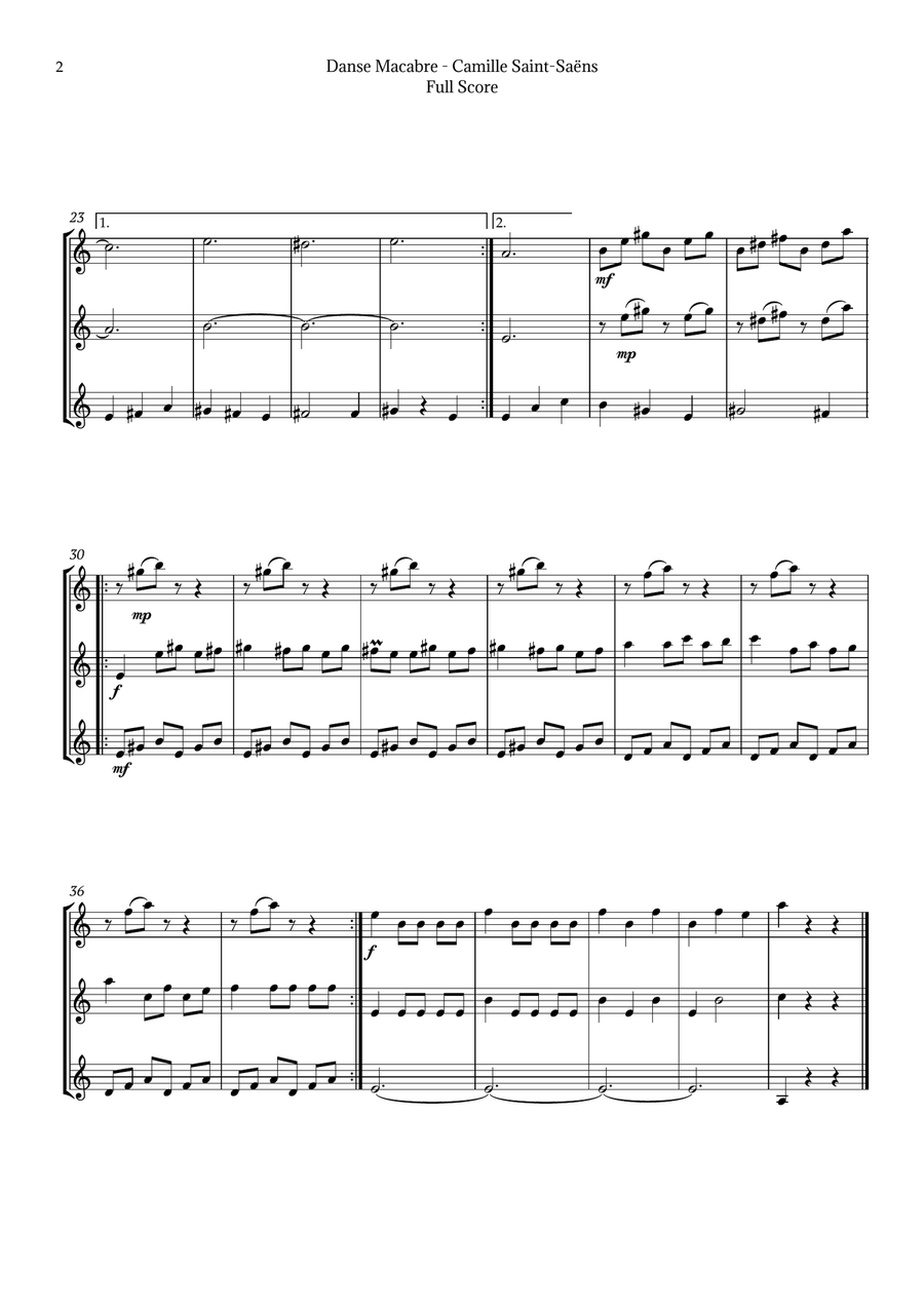 Danse Macabre by Saint-Saëns Chamber Music scores gallery preview page 2
