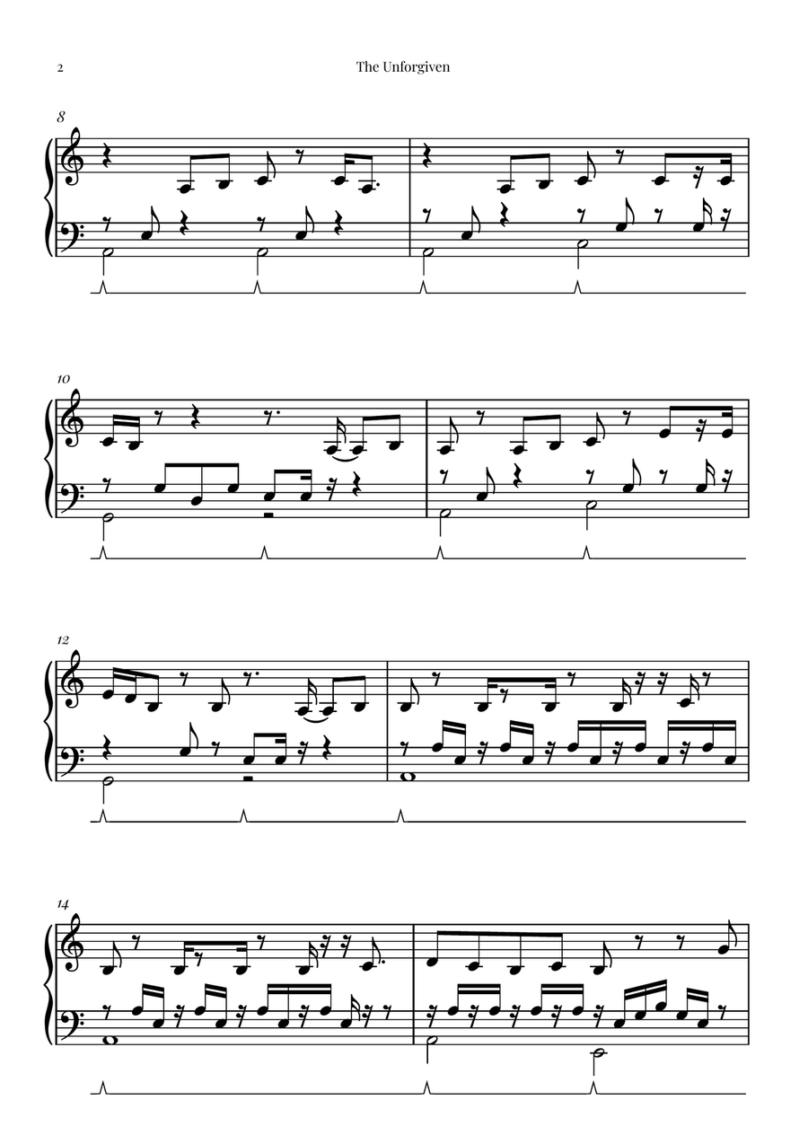 The Unforgiven Easy Piano scores gallery preview page 2