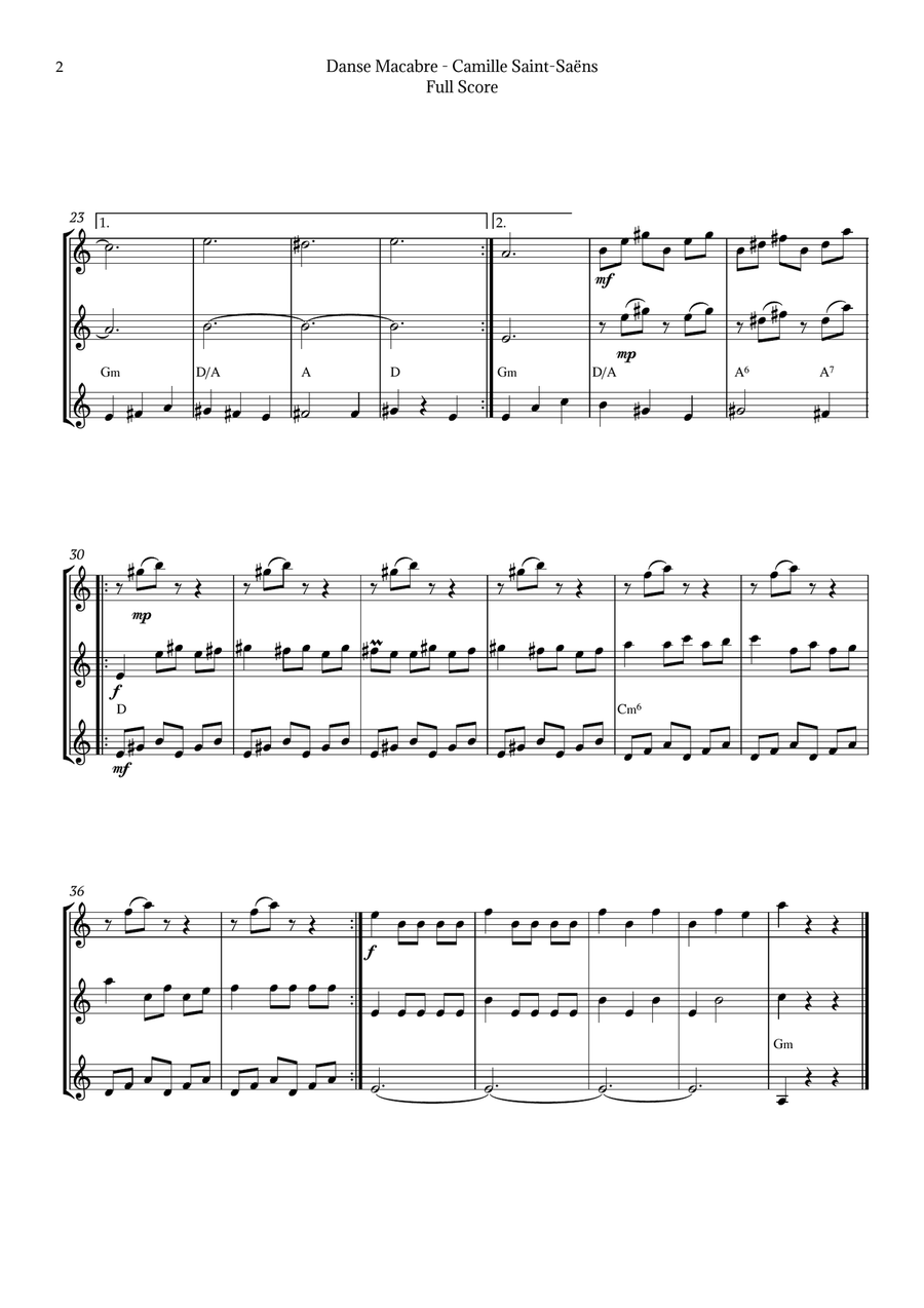 Danse Macabre by Saint-Saëns Chamber Music scores gallery preview page 2