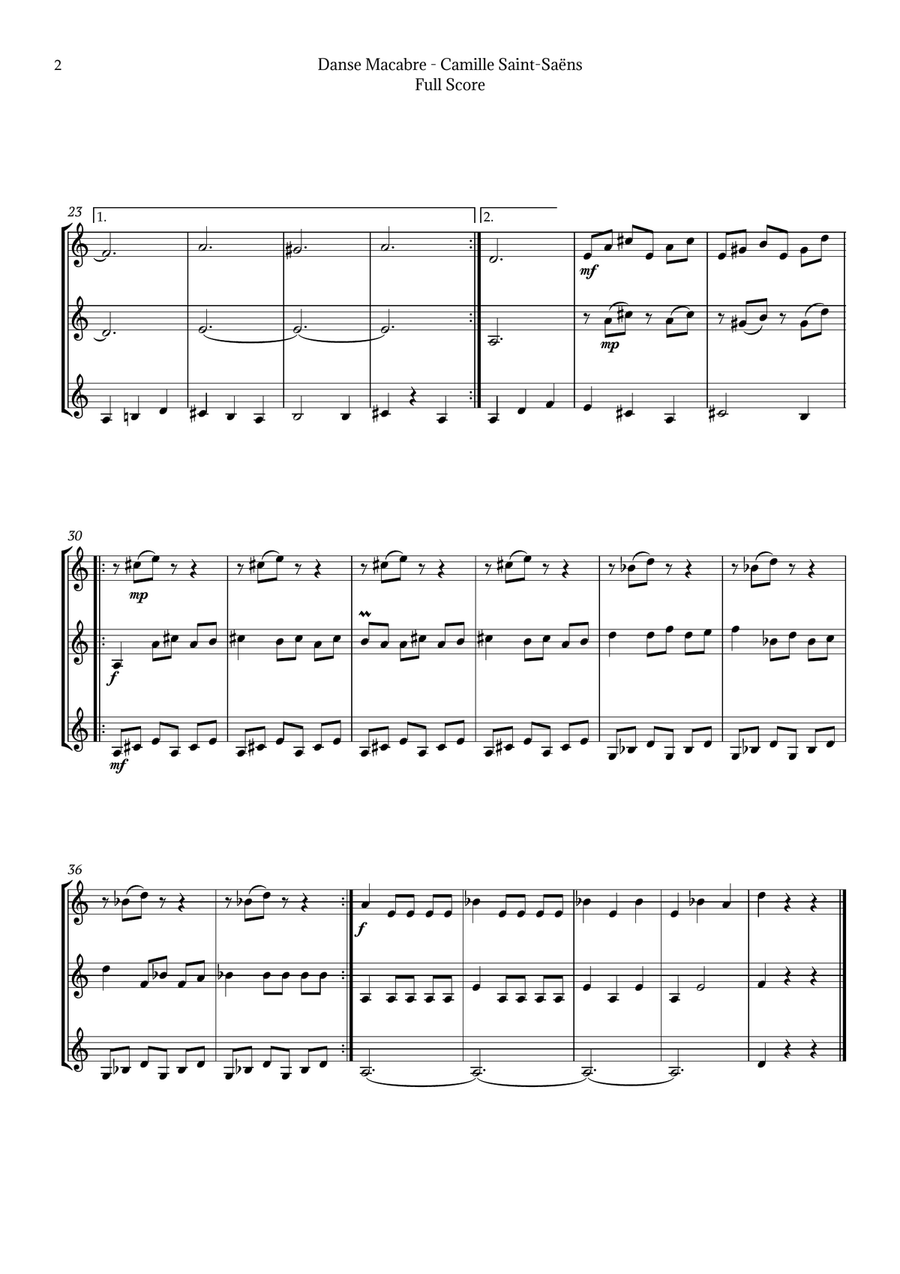Danse Macabre by Saint-Saëns Chamber Music scores gallery preview page 2