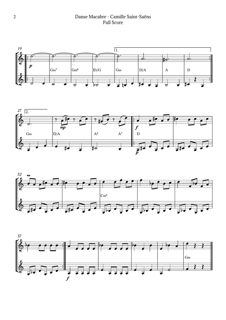 Danse Macabre by Saint-Saëns Brass Duet scores gallery preview page 2