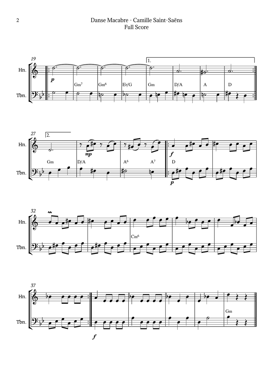 Danse Macabre by Saint-Saëns Brass Duet scores gallery preview page 2