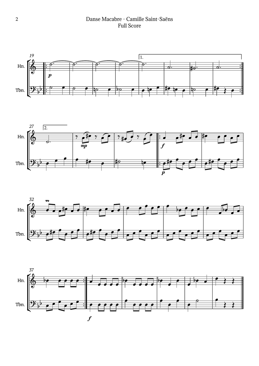 Danse Macabre by Saint-Saëns Brass Duet scores gallery preview page 2