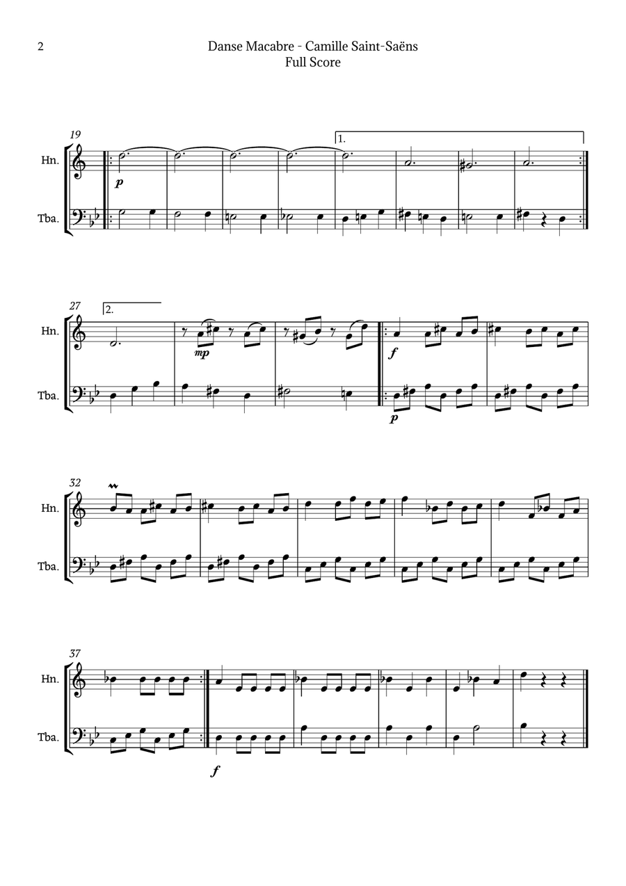 Danse Macabre by Saint-Saëns Brass Duet scores gallery preview page 2
