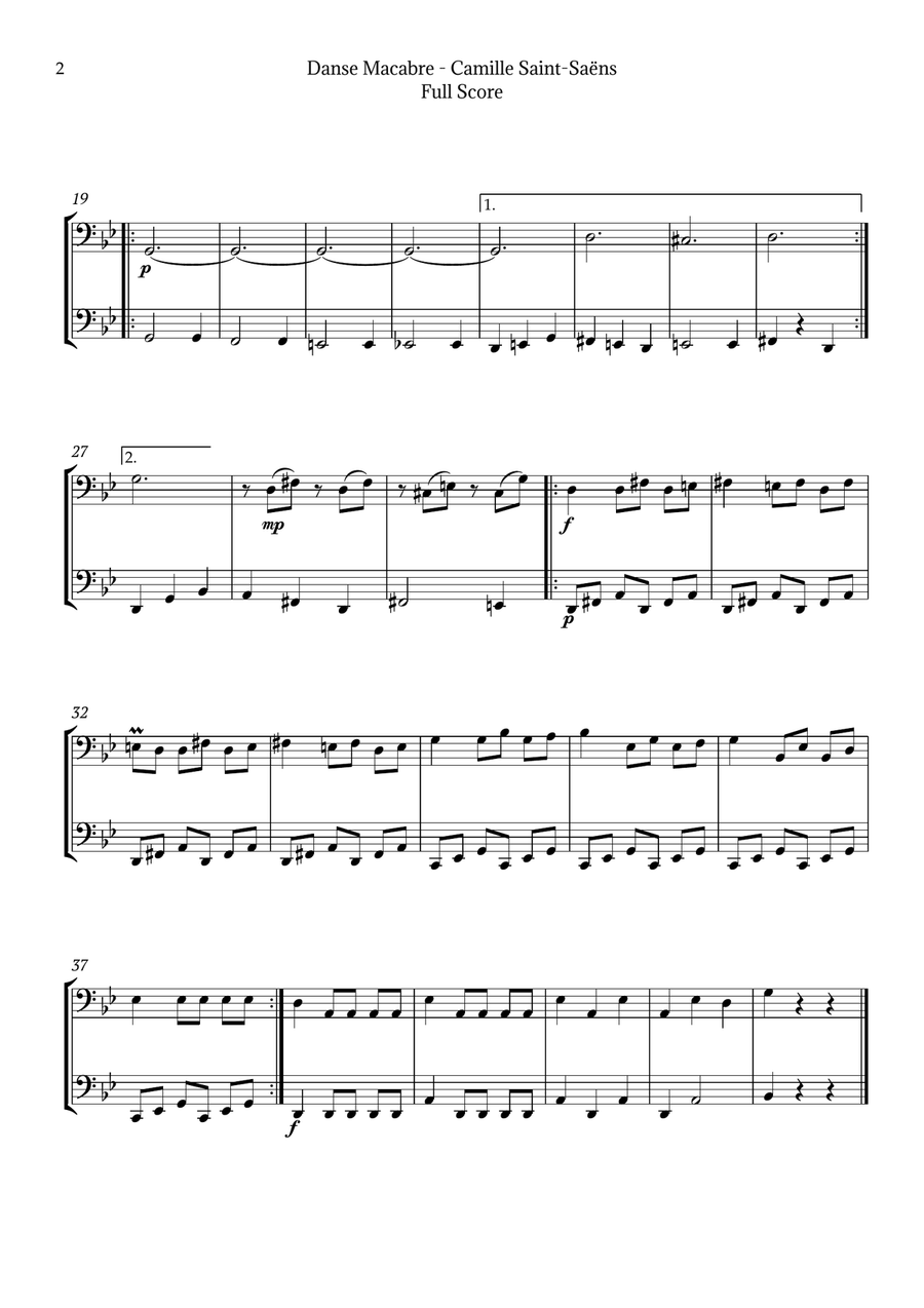 Danse Macabre by Saint-Saëns Brass Duet scores gallery preview page 2